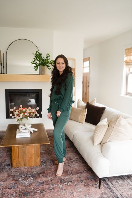 Two piece sweatsuit — the perfect cozy lounge wear! I am wearing size small in the color solid dark green. 

#LTKfindsunder50 #LTKhome #LTKstyletip