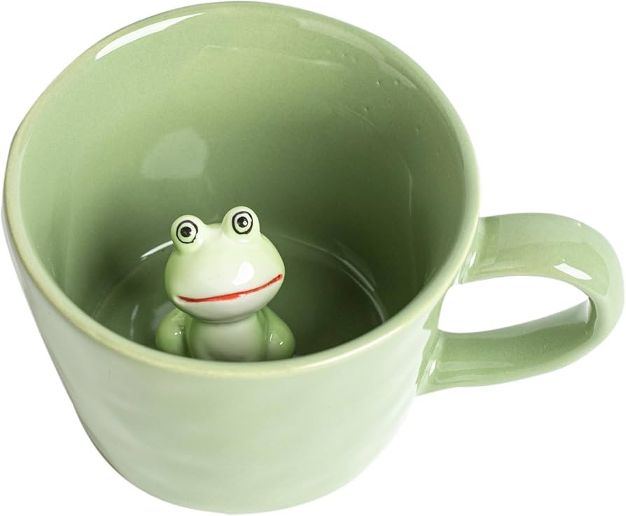 DIHOclub Frog Coffee Cup Hidden 3D Animal Inside Mug,Garden series Handmade Figurine Mugs 12OZ(Gr... | Amazon (US)