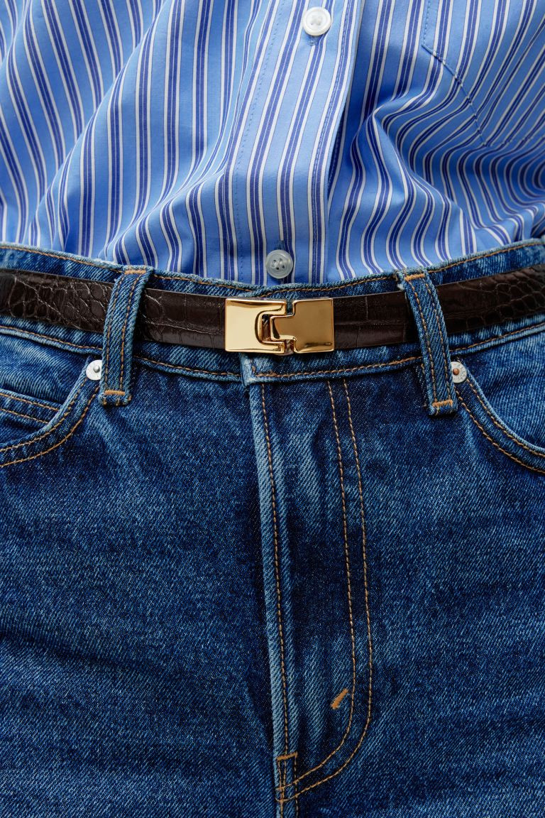 Buckle Leather Belt - Dark Brown - Ladies | H&M GB | H&M (UK, MY, IN, SG, PH, TW, HK)