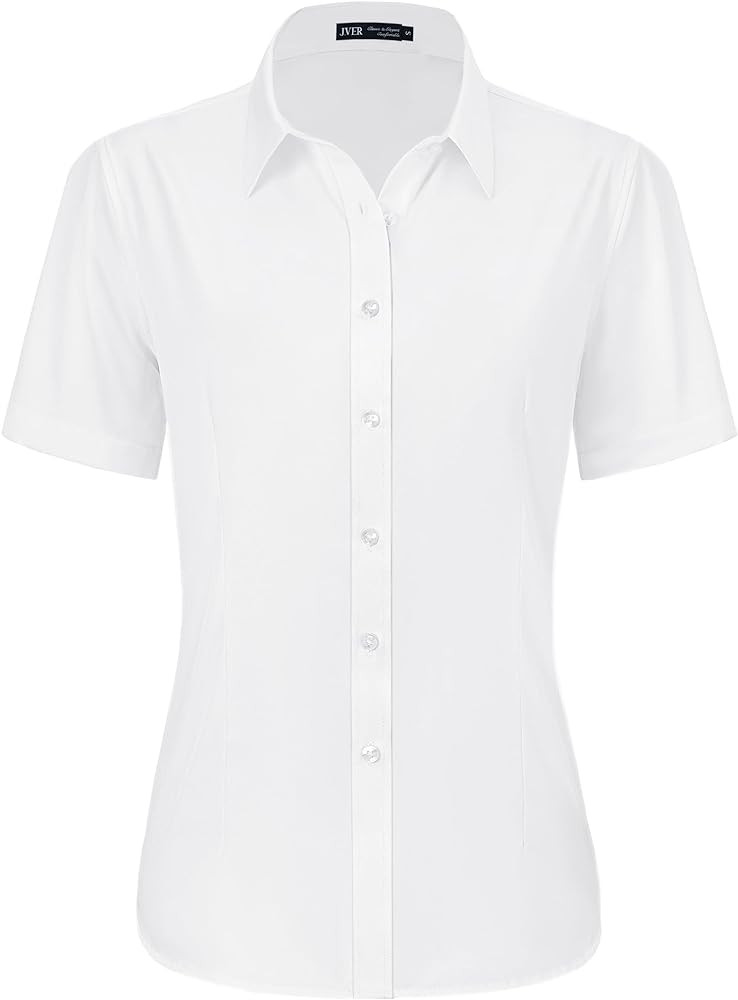 J.VER Womens Button Down Shirts Stretch Wrinkle Free Formal Short Sleeve Dress Shirt Summer Work ... | Amazon (US)