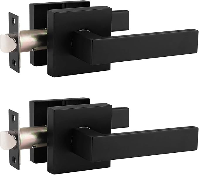 2 Pack Probrico Square Door Lever Door Lock Handle Lockset Keyless Doorknobs Passage Knobs Lockse... | Amazon (US)