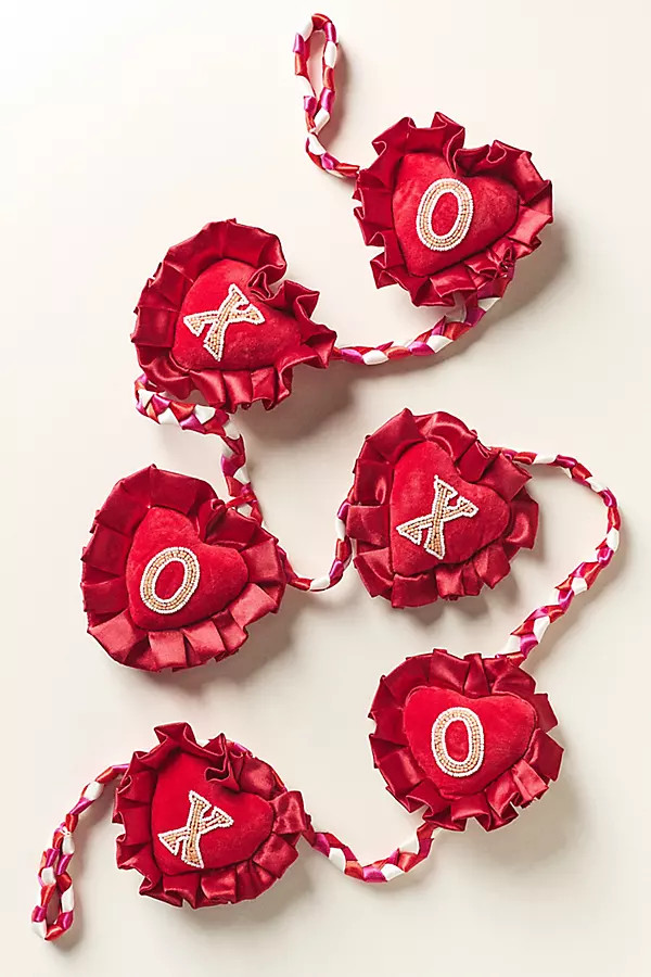 XOXO Velvet Heart Garland | Anthropologie (US)