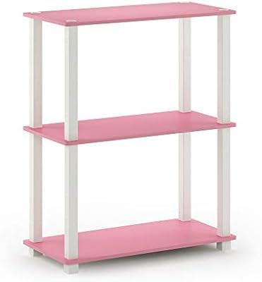Furinno Turn-S-Tube 3-Tier Compact Multipurpose Shelf Display Rack, Square, Pink/White | Amazon (US)