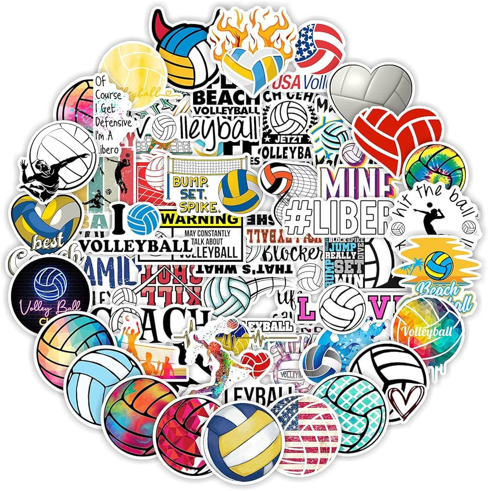 Volleyball Stickers, 100PCS Motivational Volleyball Water Bottle Stickers for Kids, Anywhere You ... | Amazon (US)