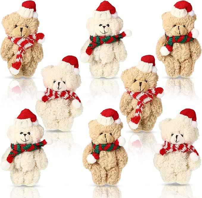 8 Pieces 12 cm Plush Mini Joint Bear Toys Stuffed Animal Toys Tiny Soft Bear Doll Toy for Boys Gi... | Amazon (US)