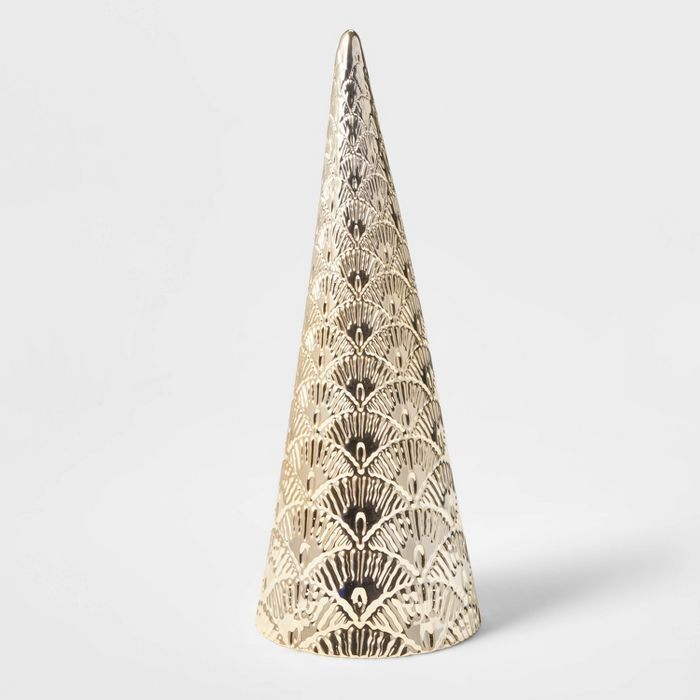 Large Art Deco Ceramic Tree Cone Decorative Figurine Gold - Wondershop&#8482; | Target