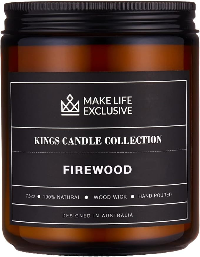 Scented Candles for Men | Firewood & Campfire Scented|Wooden Wick, Long Lasting, Masculine Scents... | Amazon (US)