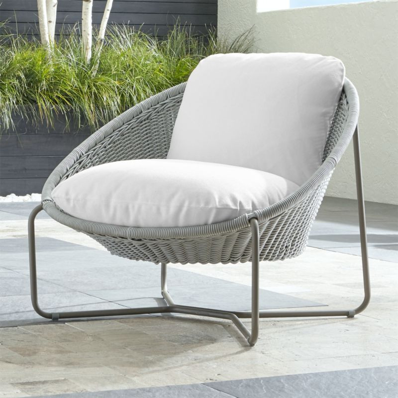 Morocco Light Grey Oval Lounge Chair with White Cushion + Reviews | Crate and Barrel | Crate & Barrel