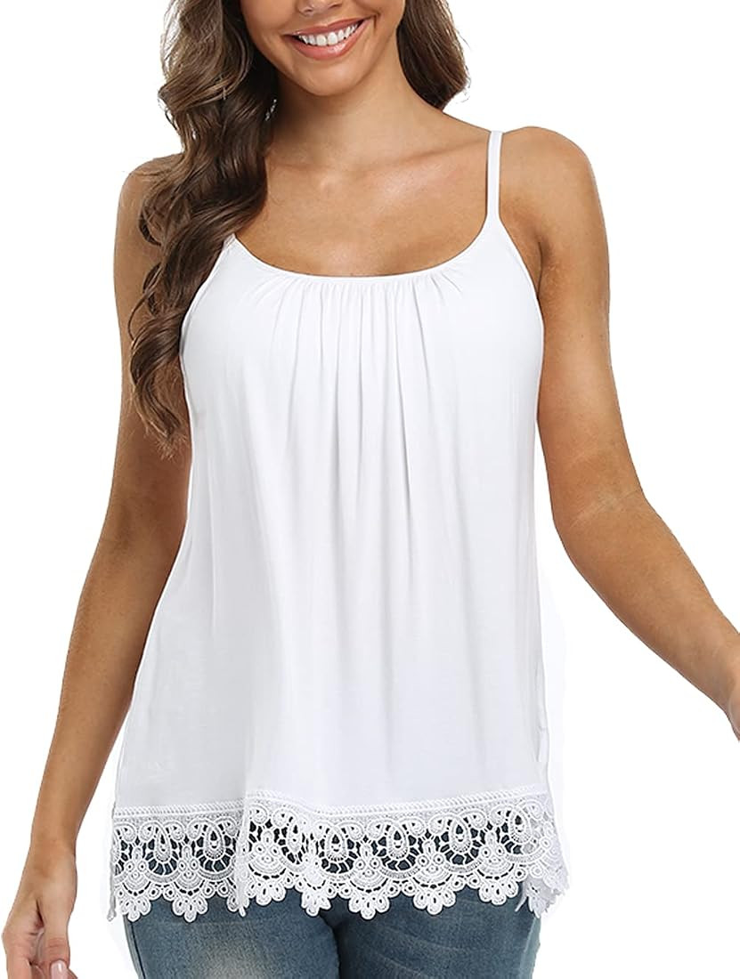 Camisoles for Women with Built in Bra Adjustable Strap Tank Tops Cami Sleeveless Summer Tops for ... | Amazon (US)