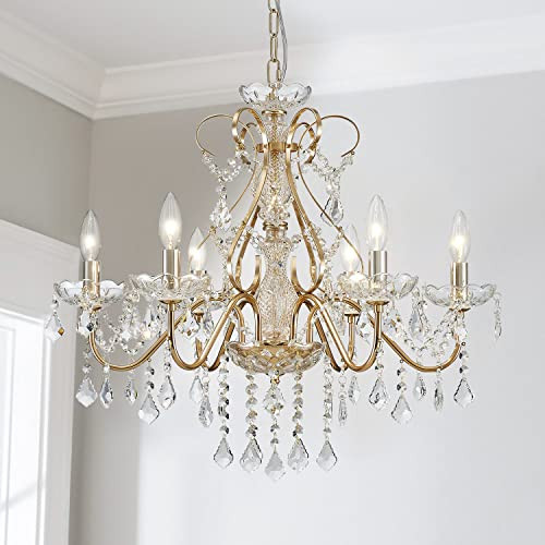 Saint Mossi 6 Light Crystal Chandelier Light Fixture Modern Chandelier Crystal Lighting, French G... | Amazon (US)