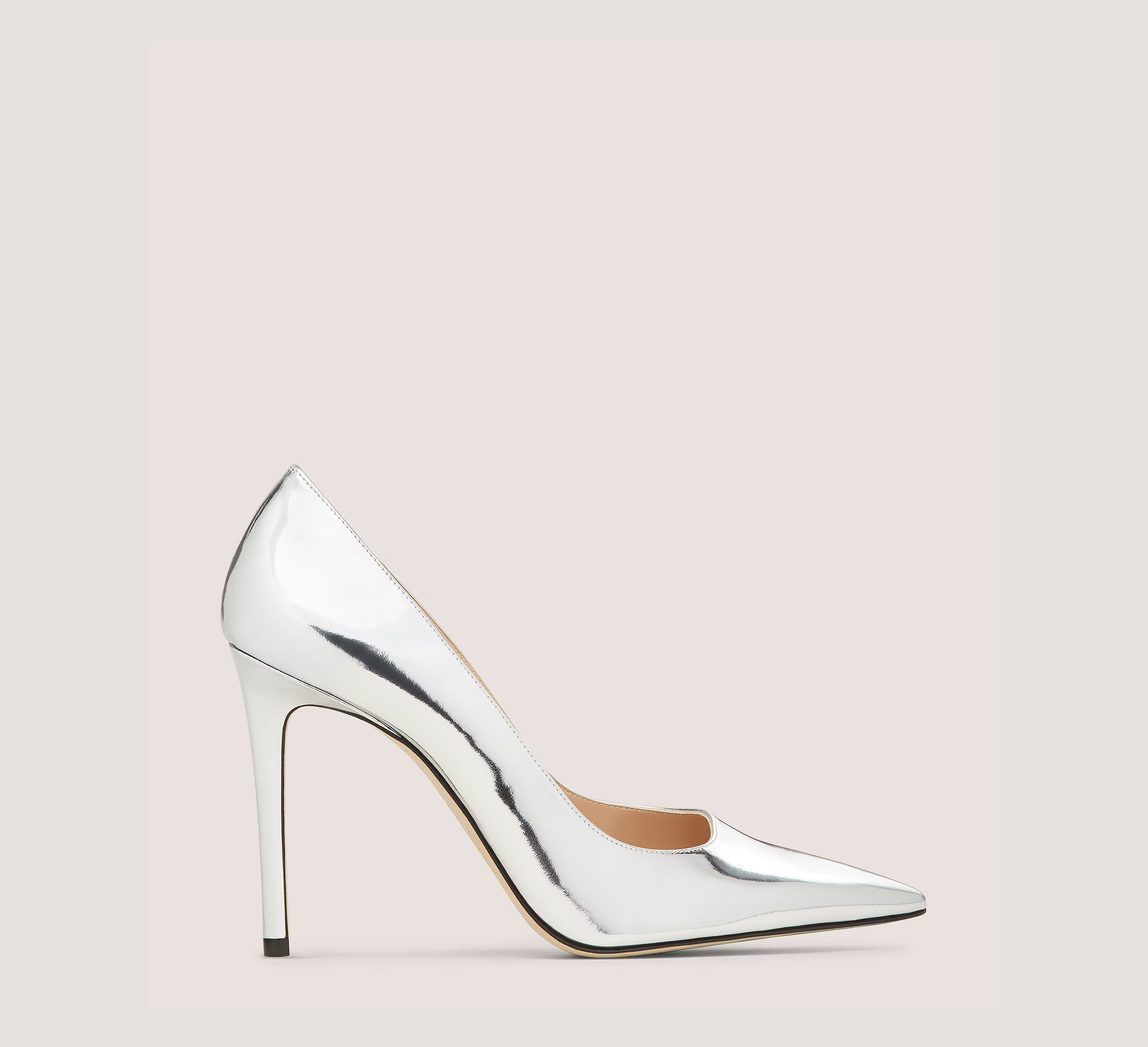 Stuart Weitzman Stuart Power 100 Pumps & Heels, Silver Specchio Leather, Size: 5 Medium | Stuart Weitzman (US)
