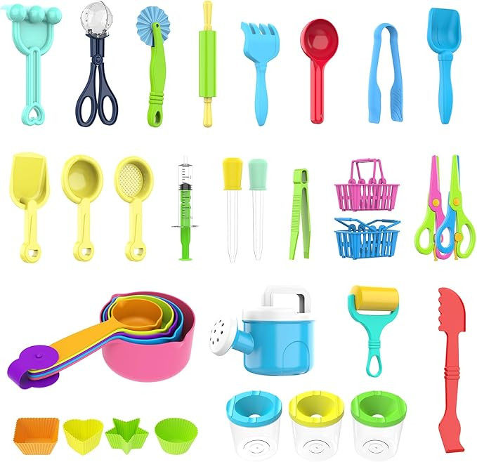 34PCS Sensory Bin Filler Tools,Fine Motor Skills Handy Sensory Bin Scooper Set with Scoops,Tweeze... | Amazon (US)