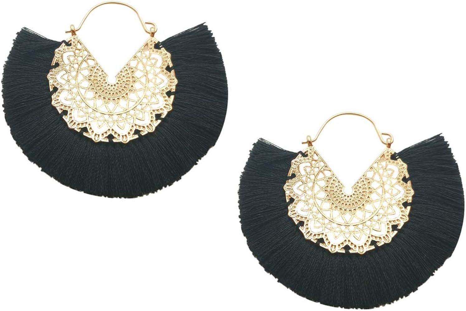 Tassel Hoop Earring Statement Thread Dangle Earrings Stylish Long Fringe Drop Earrings Lightweigh... | Amazon (US)