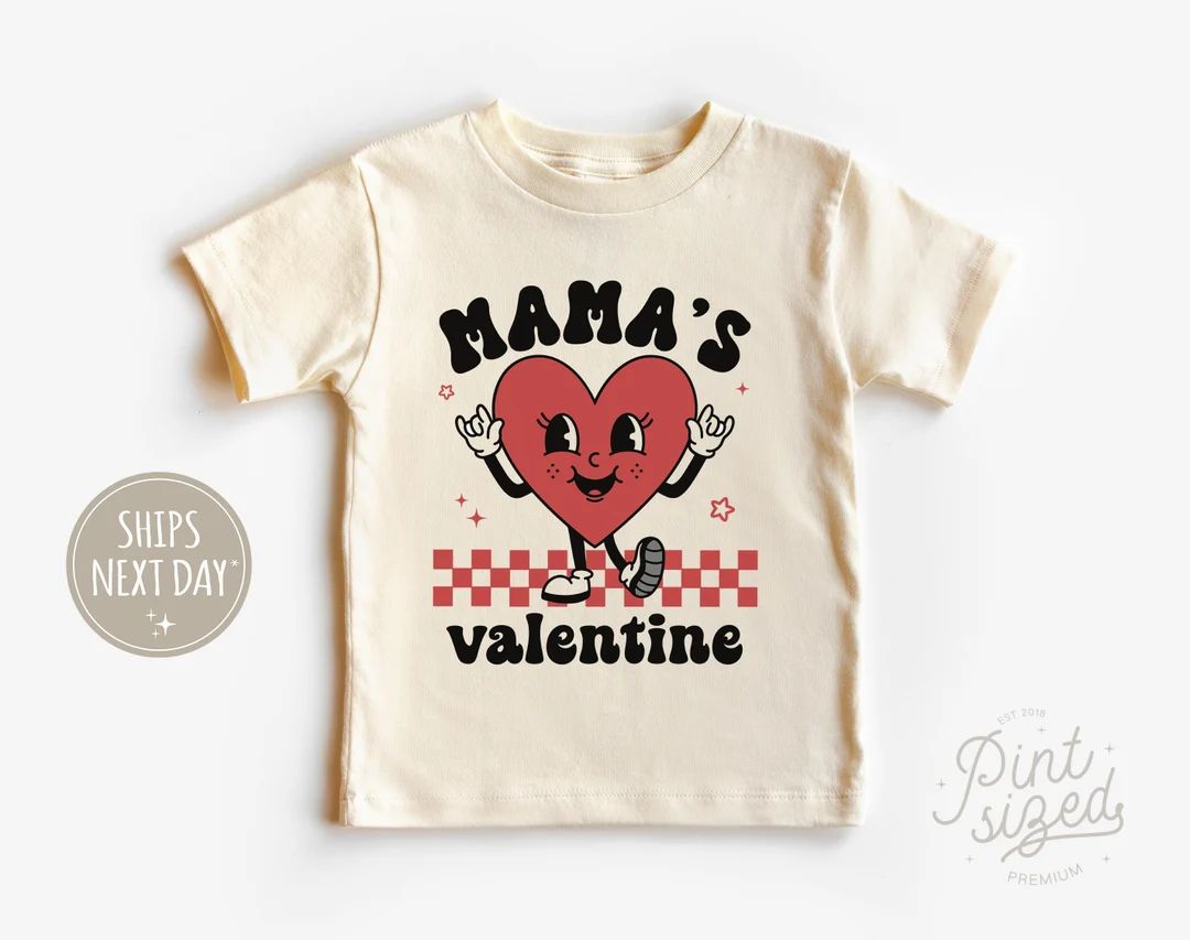 Mama's Valentine Toddler Shirt Retro Valentine's Day Kids Shirt Cute Vintage Natural Valentine To... | Etsy (US)