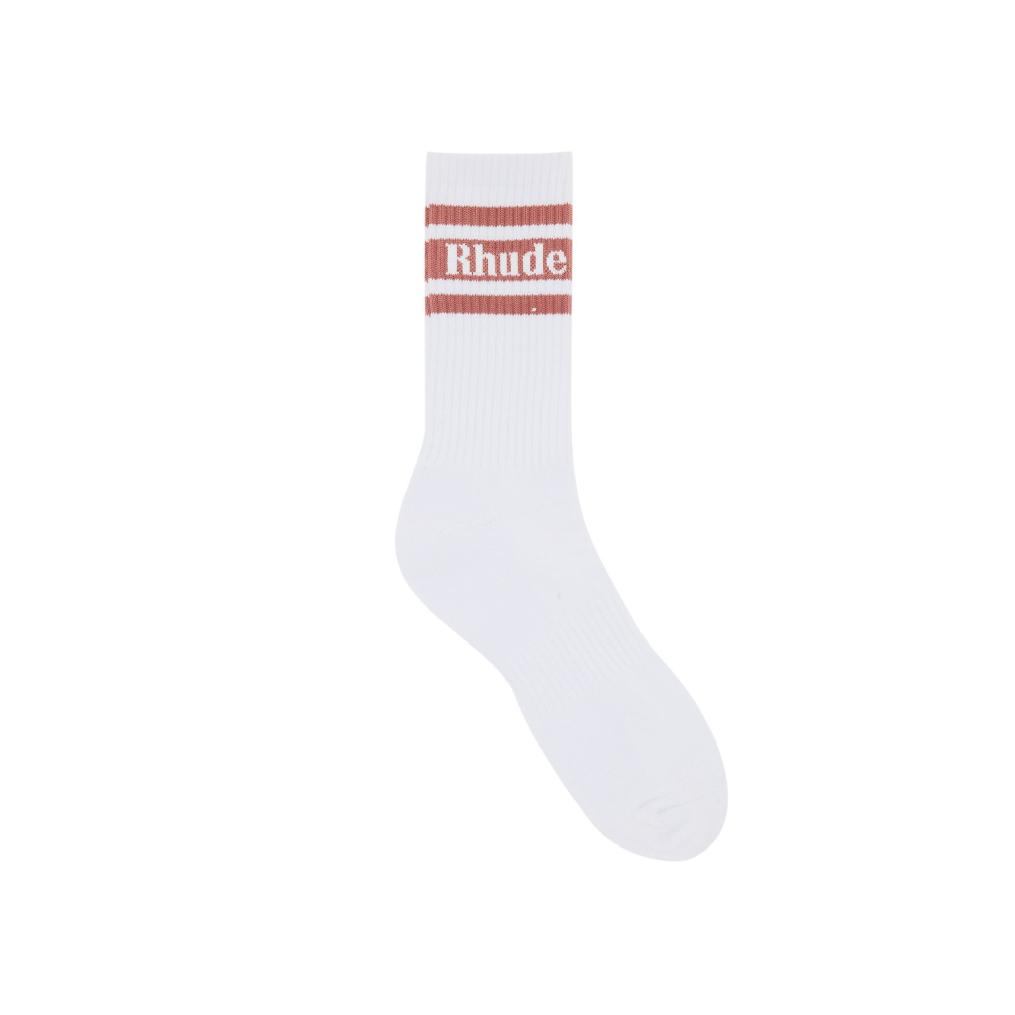 Rhude Striped Logo Sock 'White/Pink' | GOAT