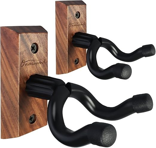 Guitar Wall Mount 2 Pack, Black Walnut Wood Guitar Hanger, U-Shaped Guitar Wall Hanger Mount, Gui... | Amazon (US)