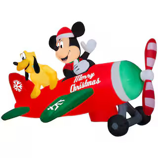 Disney53.94 in. H x 74.41 in. W x 77.95 in. L Christmas Animated Airblown-Mickey and Pluto Clubho... | The Home Depot