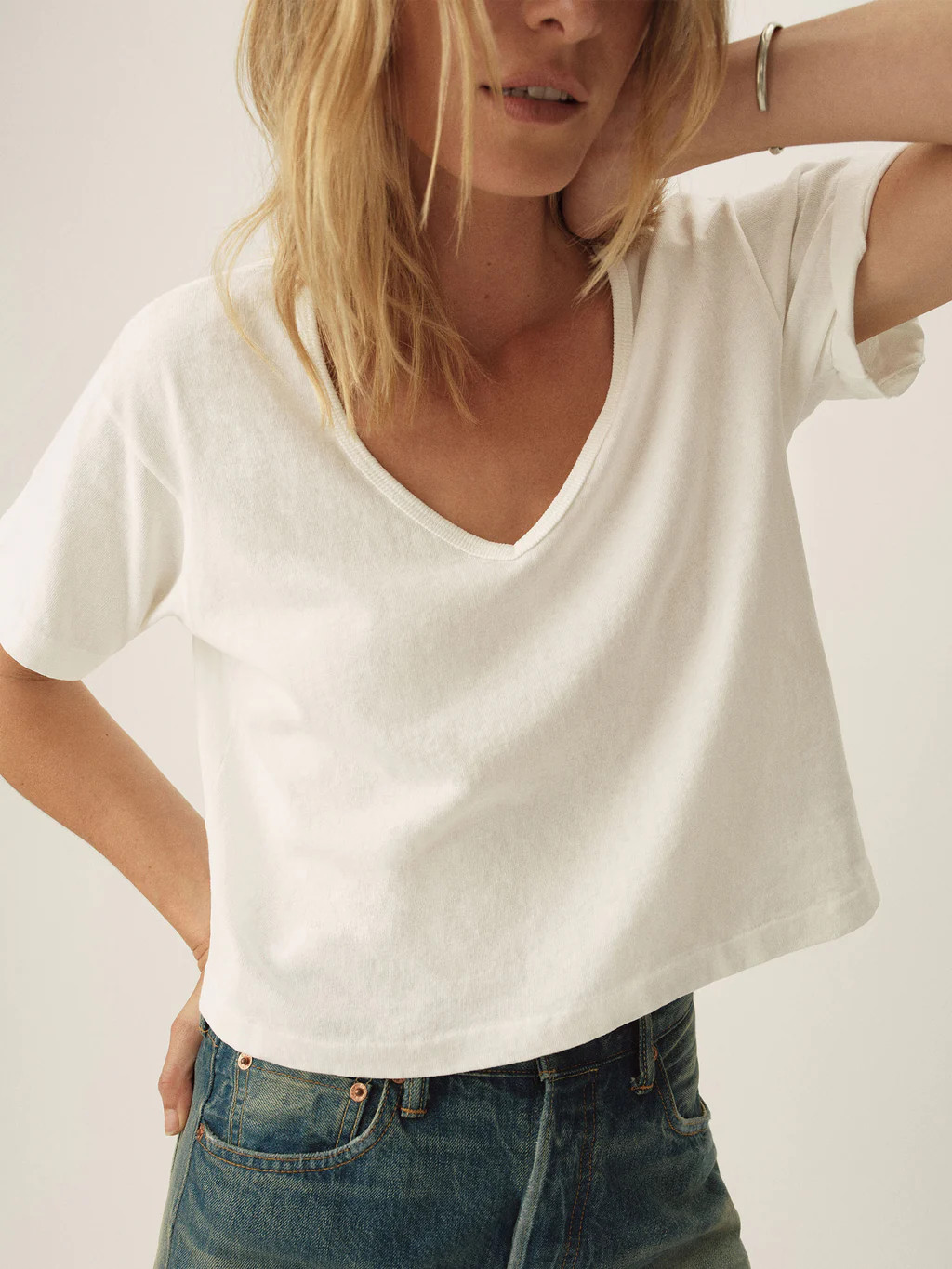 Toughknit Boyfriend Crop V-Neck Tee | Buck Mason | Buck Mason
