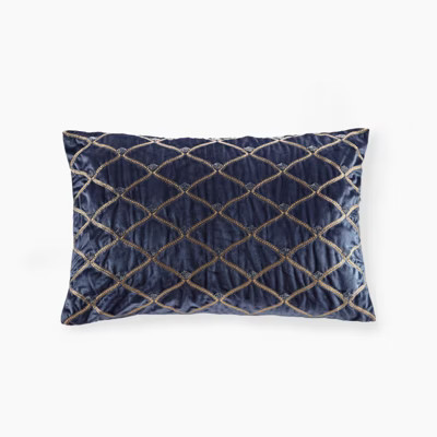 FONTOI 20"*15" Oblong Bed Pillow with Embrodiery&Hand Beaded, Decor Pillows with 1/4" Corded Piping, Navy, 22"*5"*15" | Target