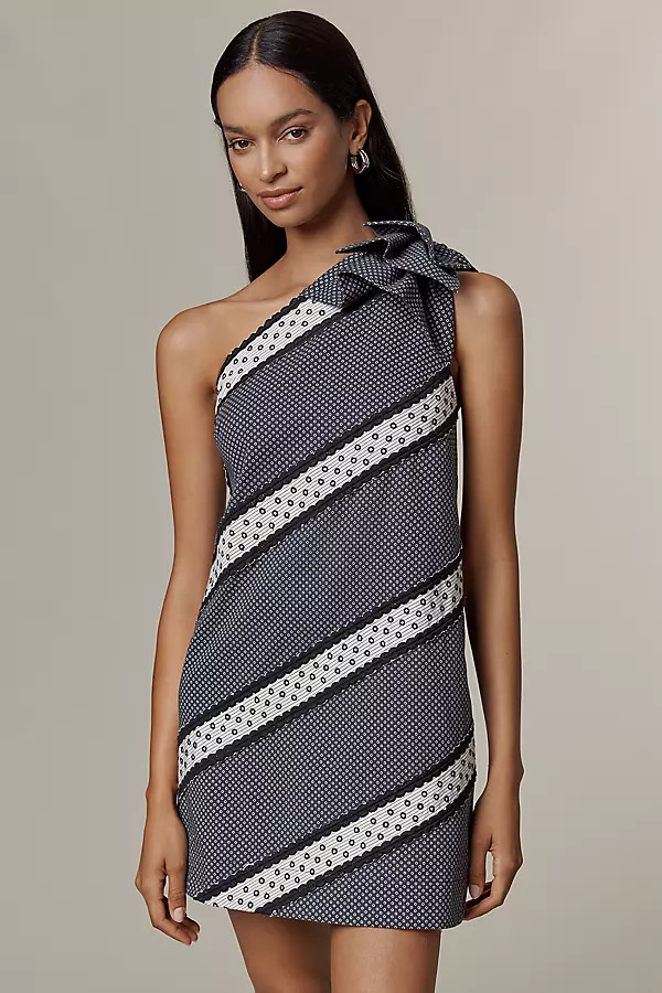 Maeve One-Shoulder Embellished Mini Dress | Anthropologie (US)