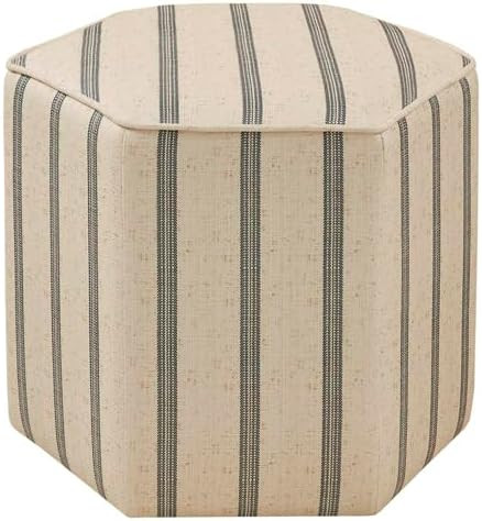 Martha Stewart Ellen Accent Ottoman - Solid Wood Frame, Soft Fabric, Hexagonal Small Stool Chair ... | Amazon (US)
