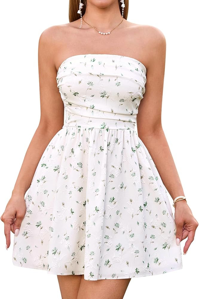 Summer Strapless Mini Tube Top A Line Short Dress for Women 2026 | Amazon (US)