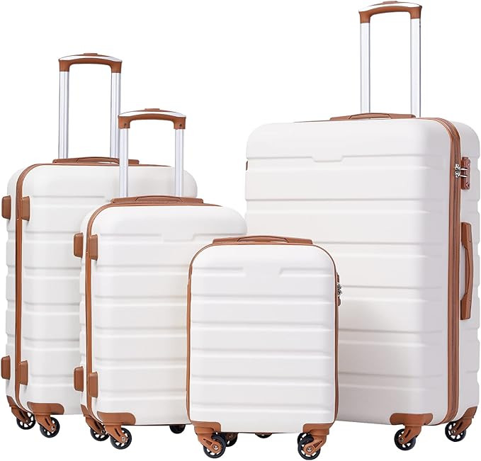 Coolife Luggage 3 Piece Set Suitcase Spinner Hardshell Lightweight TSA Lock 4 Piece Set | Amazon (US)