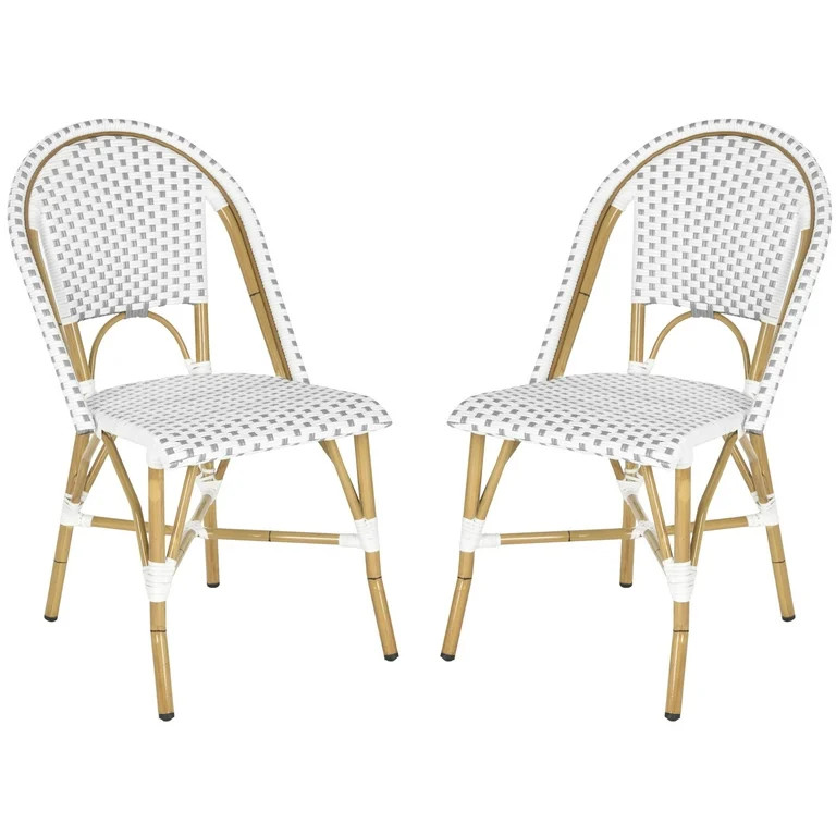 Safavieh Salcha Outdoor French Bistro Side Chair, Set of 2-White/Grey | Walmart (US)