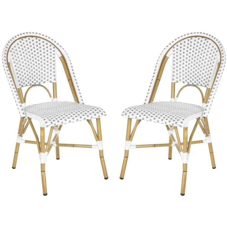 Safavieh Salcha Outdoor French Bistro Side Chair, Set of 2-White/Grey | Walmart (US)