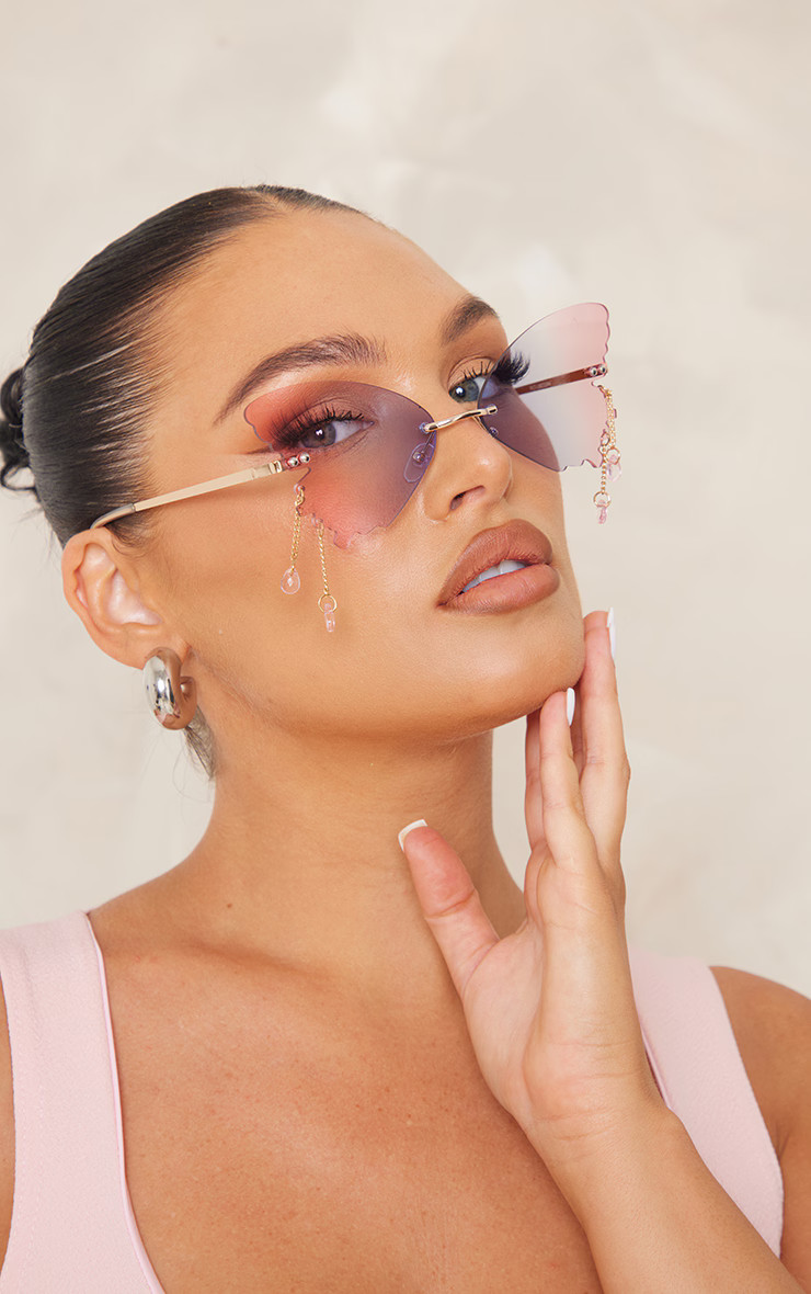 Pink Ombre Butterfly Sunglasses | Accessories | PrettyLittleThing US