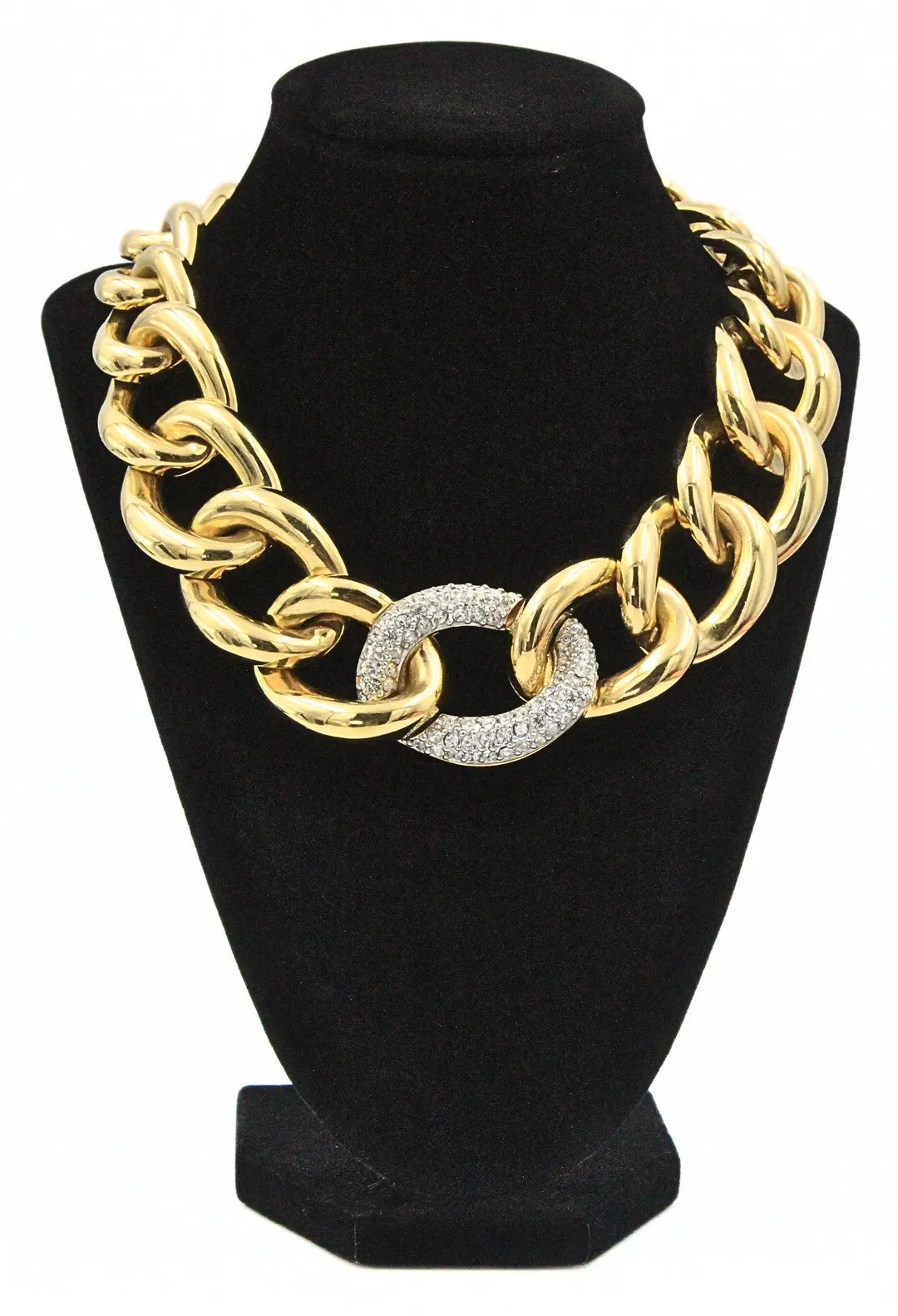 Mesmerizing GIVENCHY Couture Signed Encrusted Rhinestones Gold Tone Massive Link Necklace | Etsy (US)