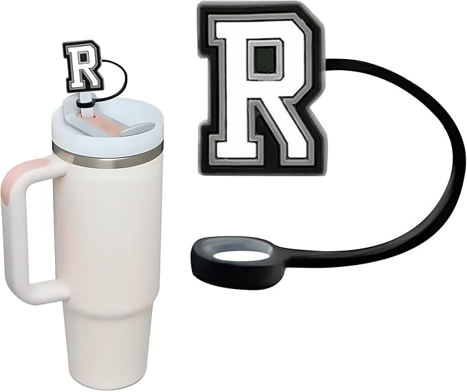 Letter Initial Silicone Straw Cover Topper Cap for Stanley Cup (Fits 30oz & 40oz) Personalized Na... | Amazon (US)