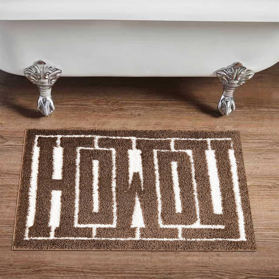 RoomTalks Howdy Bath Mat Brown Cowboy Country Rustic 20''W x 32''L Bathroom Mat Non Slip Rubber B... | Amazon (US)