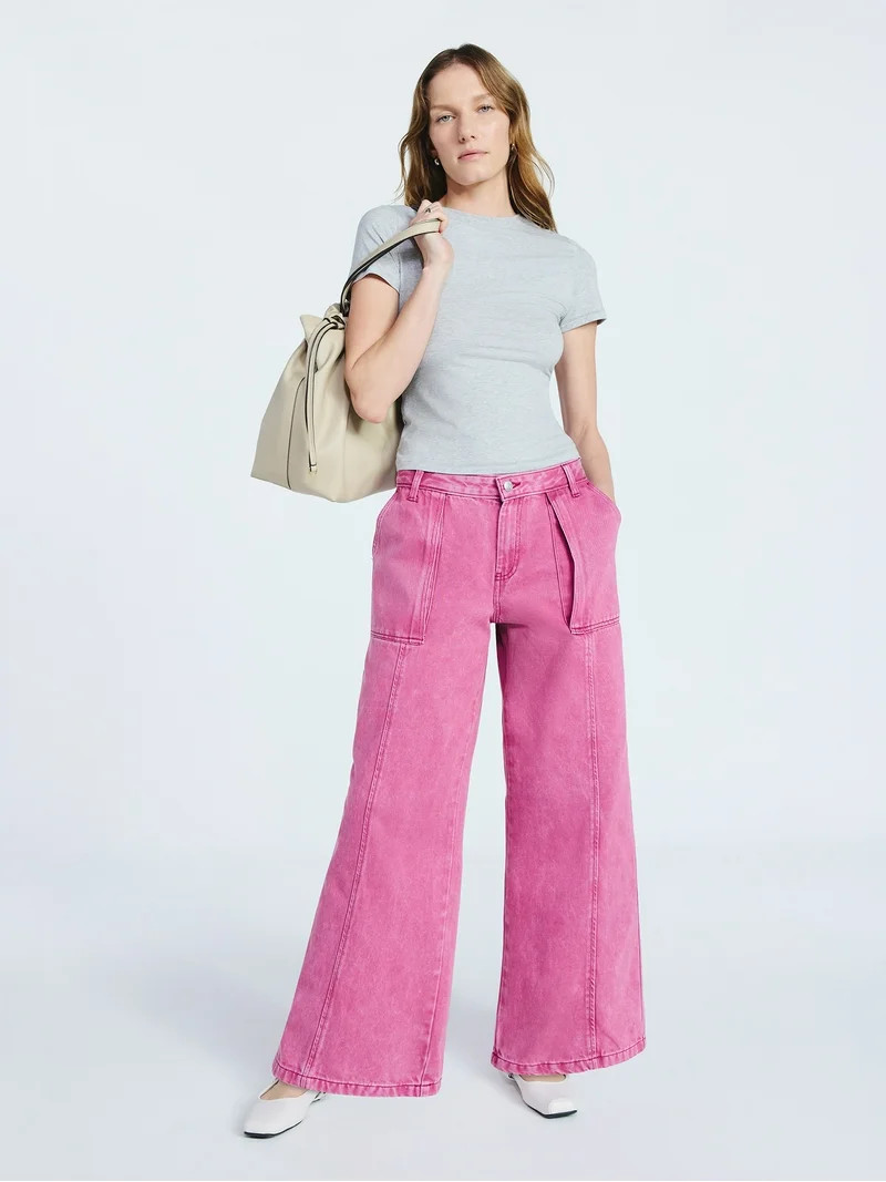 Scoop Women’s and Women's Plus Slouchy Wide Leg Jeans with Utility Pockets, Sizes 0-26W | Walmart (US)