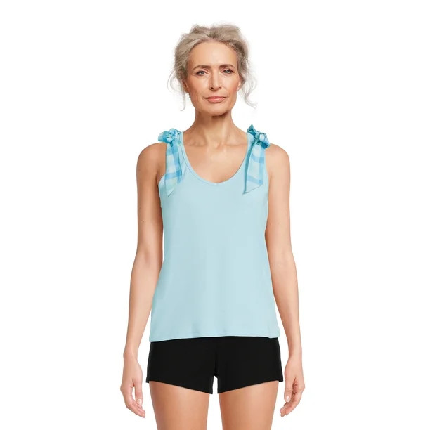 Time and Tru Women's Bow Shoulder Tank Top | Walmart (US)