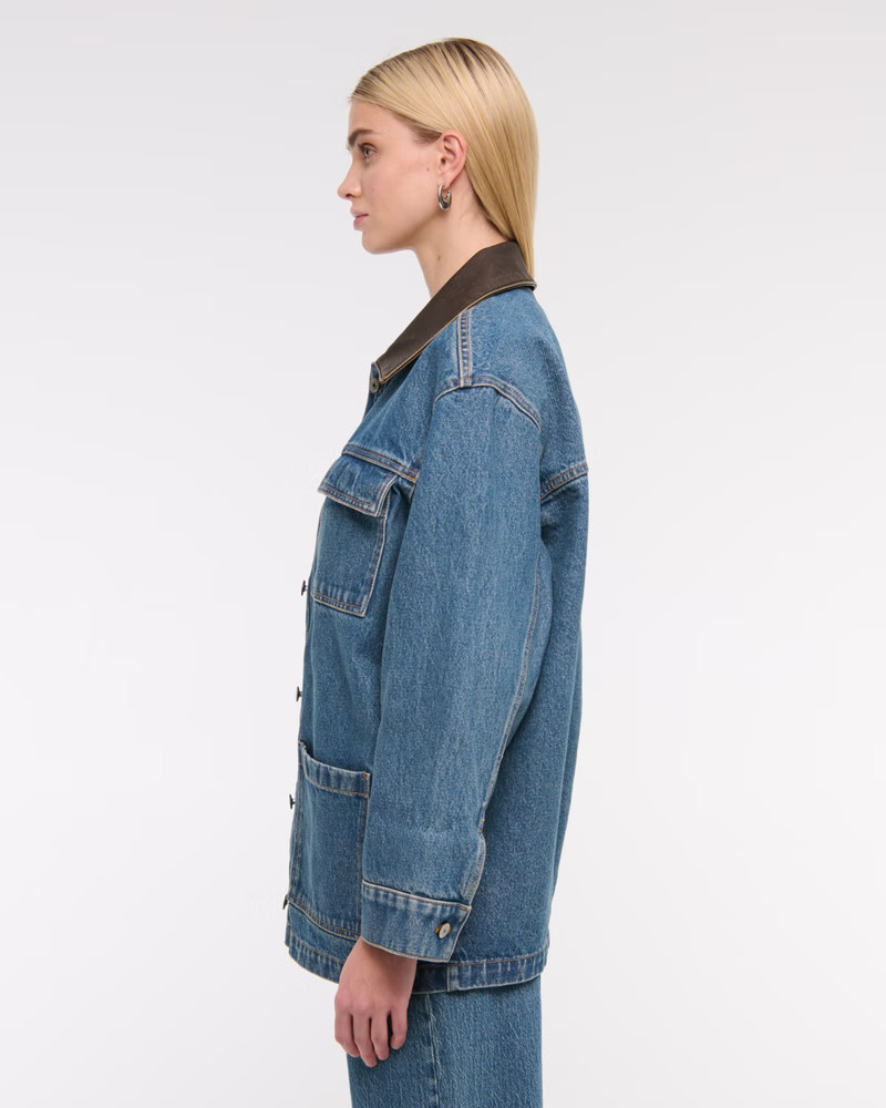 Women's Denim Utility Shirt Jacket | Women's Coats & Jackets | Abercrombie.com | Abercrombie & Fitch (US)