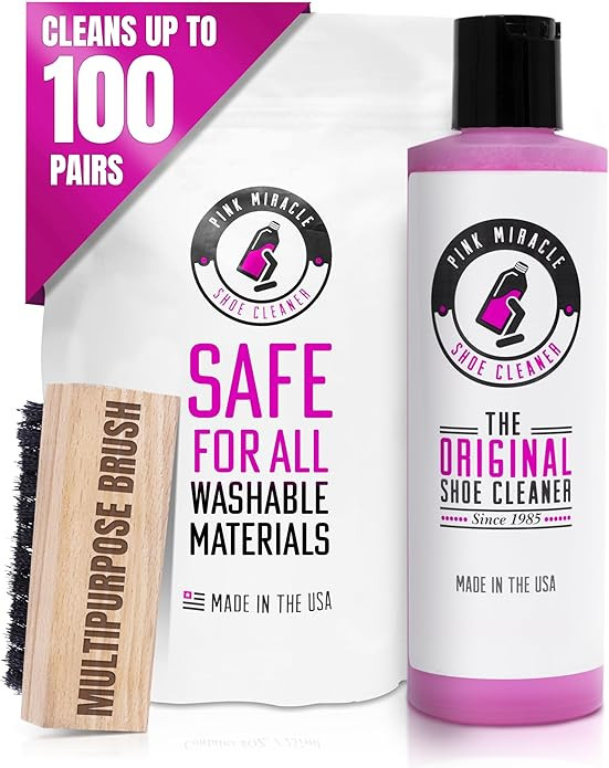 Pink Miracle Shoe Cleaner Kit with Bottle and Brush For Fabric Cleaner For Leather, Whites, Suede... | Amazon (US)