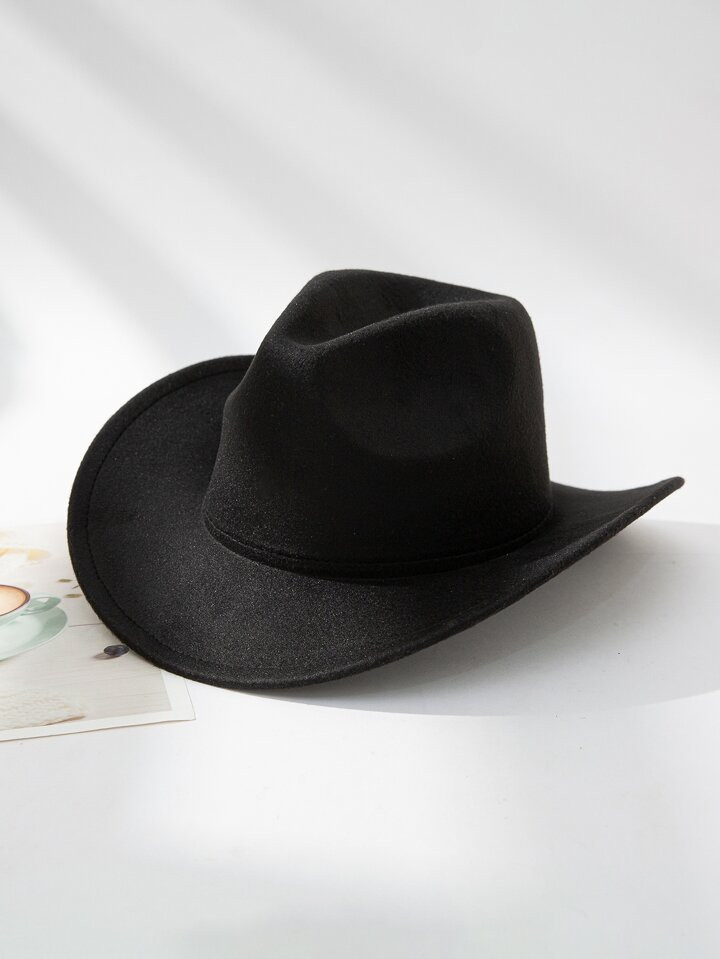 1pc Unisex Solid Cowboy Fedora Hat For Outdoor Travel Casual Cowboy Hat Cowgirl Hat | SHEIN
