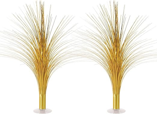 Beistle Metallic Spray Centerpieces - 2-Pack Elegant Gold Table Decorations with Clear Base, Shim... | Amazon (US)
