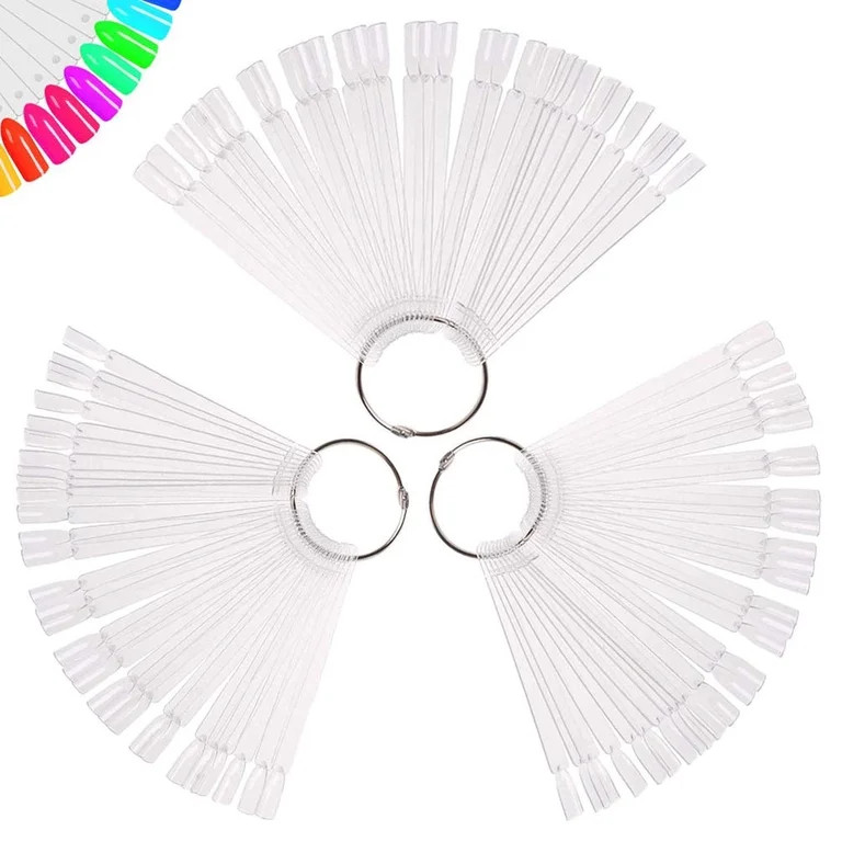 150 Pcs Clear Nail Swatch Sticks with Ring, Fan Shape Nail Art Polish Display Tips, False Nail Sa... | Walmart (US)