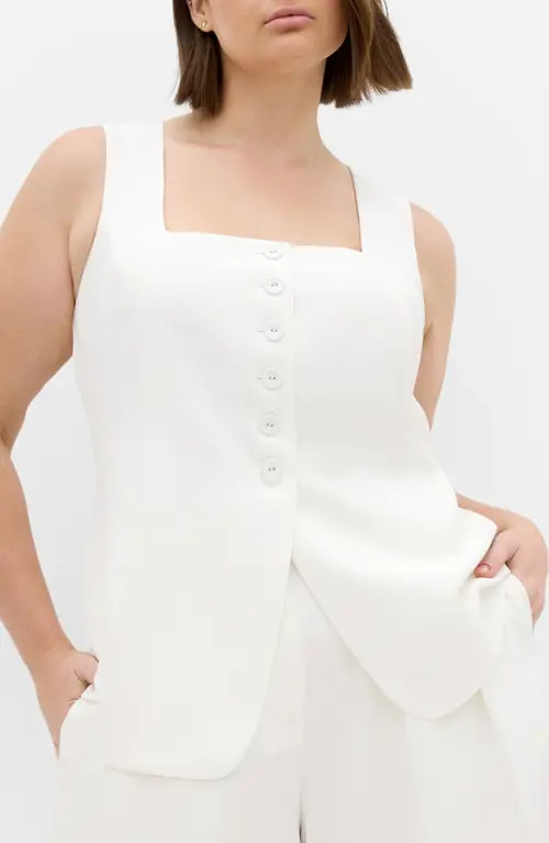 City Chic Abbie Vest in Ivory at Nordstrom, Size 24W | Nordstrom