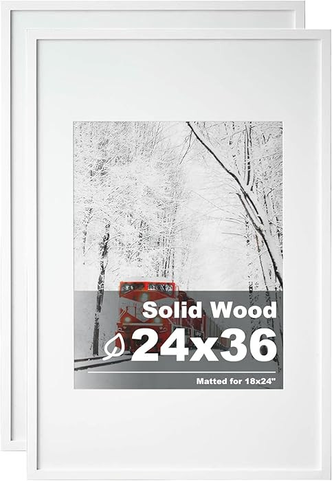 Egofine 24x36 Poster Frames Solid Wood Matted for 18x24, Set of 2 White - Wall Mounting for Horiz... | Amazon (US)