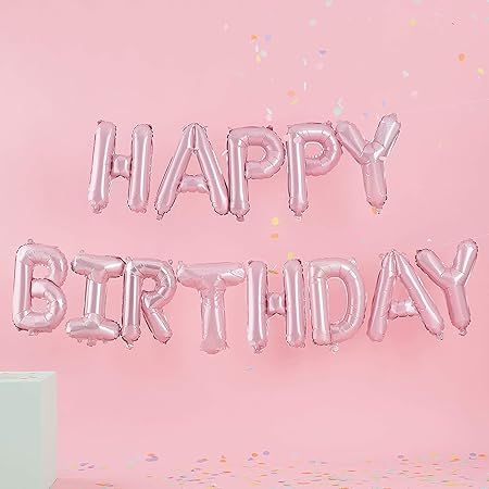 Ginger Ray Pastel Pink Happy Birthday Party Balloon Bunting Decoration Banner No Helium Needed | Amazon (US)