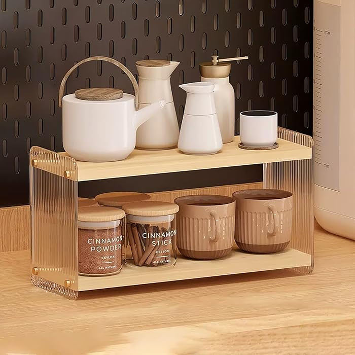 LiTY Coffee Station Organizer 2 Tier Acrylic Home Storage Mugs Hooks for Kitchen Countertops, Cof... | Amazon (US)