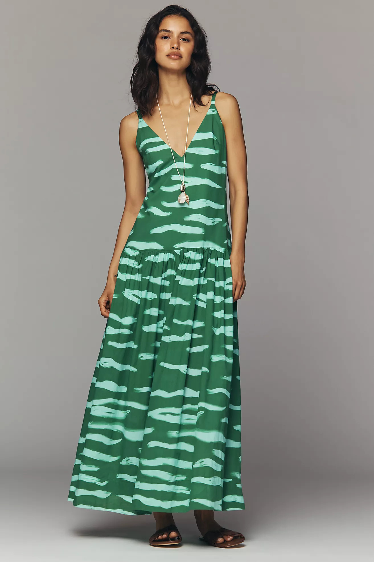 De Loreta Paca Cotton Drop-Waist Midi Dress | Anthropologie (US)