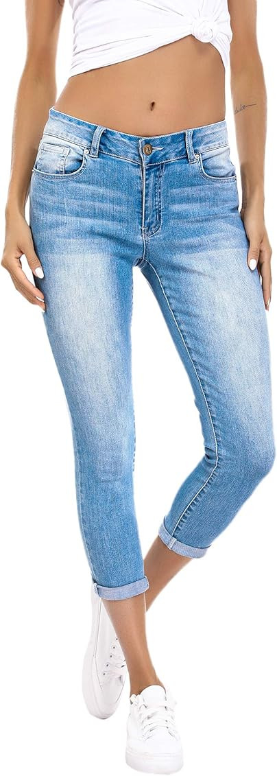 Resfeber Women's Ripped Boyfriend Jeans Cute Distressed Jeans Stretch Skinny Jeans with Hole | Amazon (US)