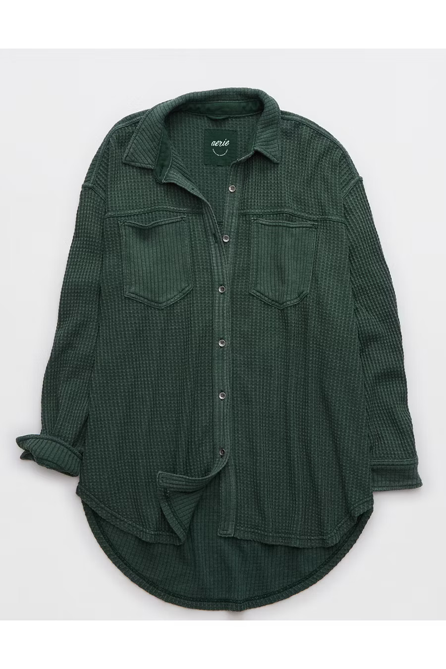 Aerie Anytime Fave Waffle Shirt Women's Mystical Green XXS | American Eagle Outfitters (US & CA)