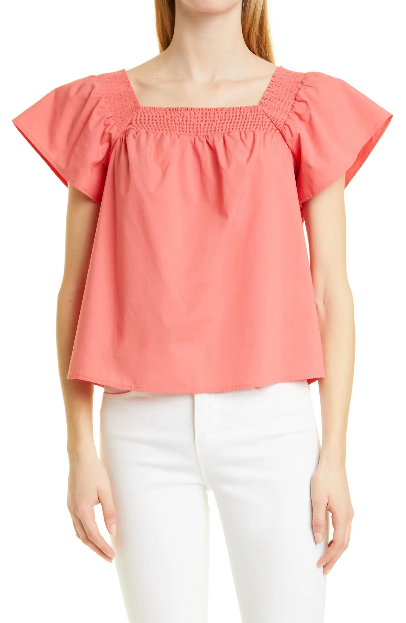 Sonora Square Neck Organic Cotton Blend Blouse | Nordstrom