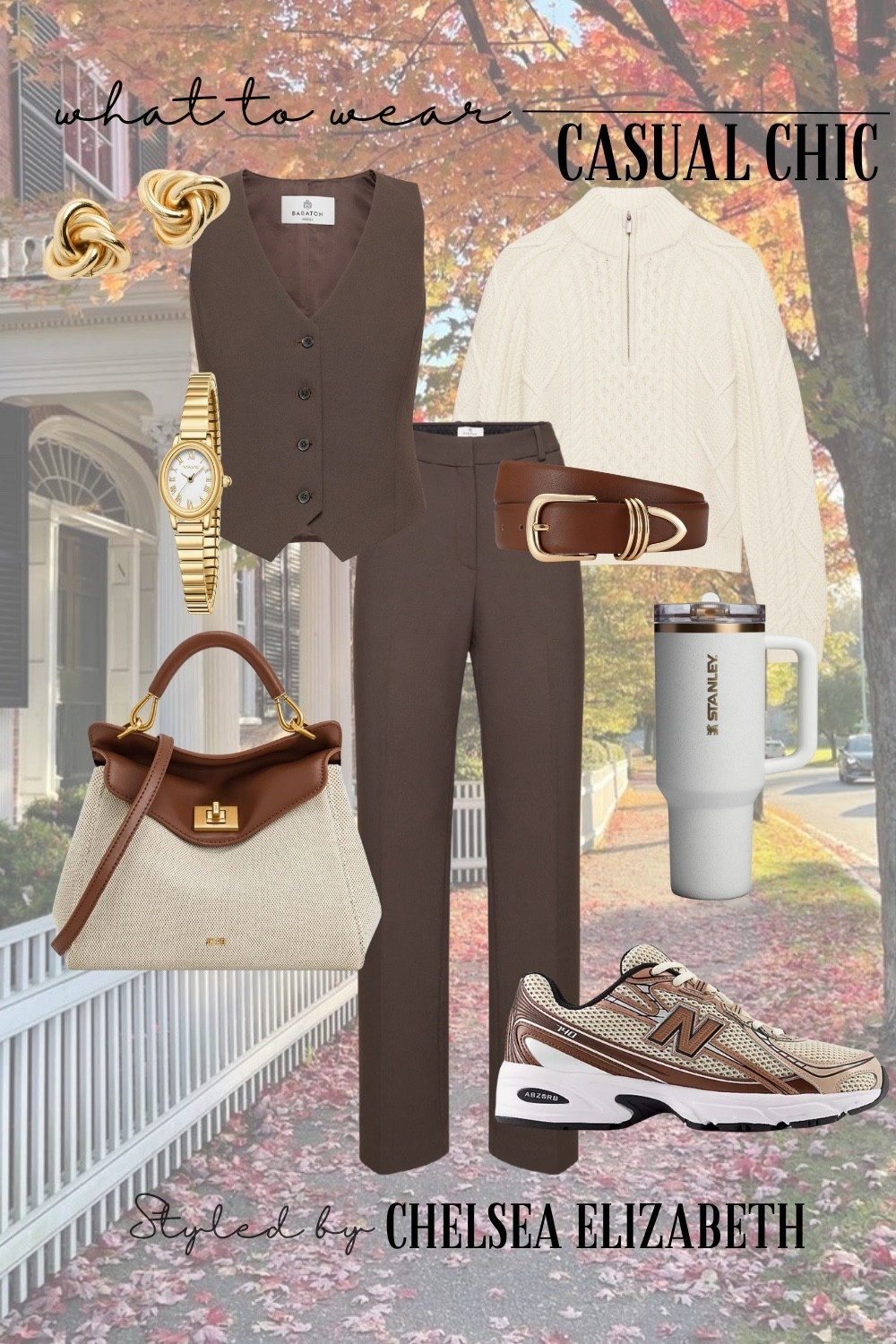 Casual Chic Outfits | Casual Fall Outfits 
•
•
•
Aritzia Brown Vest - 2
Aritzia Brown Trousers - 4
Aritzia Cream Cardian - S
JW PEI Handbag 
Nike Sneakers -8
Stanley Tumbler 
•
•
•
Old Money Fall Outfit | Classy Fall Outfit | Fall Neutrals | Fall Chic | Chic Fall Outfits | Fall Outfits Petite | Fall Outfits | Fall Casual Outfits| Fall Transition Outfits | Fall Outfits Women | Fall Capsule Wardrobe | Everyday Outfits | Cute Outfits | Casual Chic  | Casual Outfits | Weekend Outfits | Errands Outfit | Coffee Run Outfit | Shopping Outfit | Comfy Outfits |  Comfy Sets | Comfy Chic | Sneaker Outfit | School Drop Off Outfit | old money looks | old money aesthetic | old money fashion | old money style | old money outfits | old money style women | neutral outfit | neutral style | classic style | classic outfits | chic outfits | chic style | casual chic | quiet luxury | minimalist | minimalist fashion | capsule wardrobe | petite outfits | Trouser Outfit | Pants Outfit | Cardigan Outfit | Vest Outfit | Matching Set Outfit | Matching Sets | Matching Set Women | Matching Set Fall | Matching Pant Set | 2 Piece Outfits | 2 Piece Sets | 2 Piece Sets Fall | Two Piece Set | Two Piece Outfits | Two Piece Fall | Europe Outfits | Italy Outfits | Vacation Outfit | | 

#LTKSeasonal #LTKFindsUnder50 #LTKFindsUnder100 #LTKShoeCrush #LTKItBag #LTKOver40 #LTKTravel #LTKU #LTKPetite #LTKStyleTip