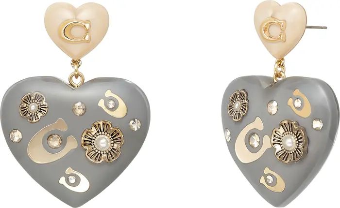 COACH Double Heart Drop Earrings | Nordstrom | Nordstrom